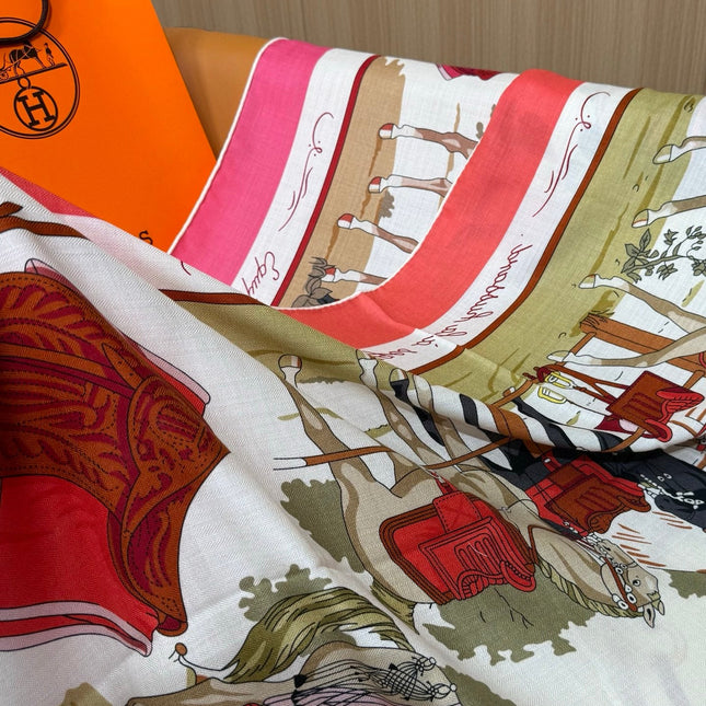 HERMES 26S SCARF 140 IN CASHMERE AND SILK 305966
