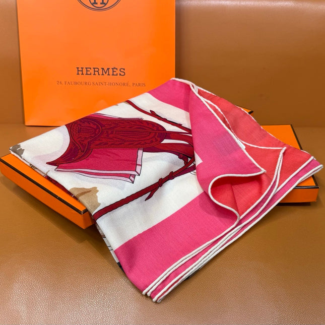 HERMES 26S SCARF 140 IN CASHMERE AND SILK 305966