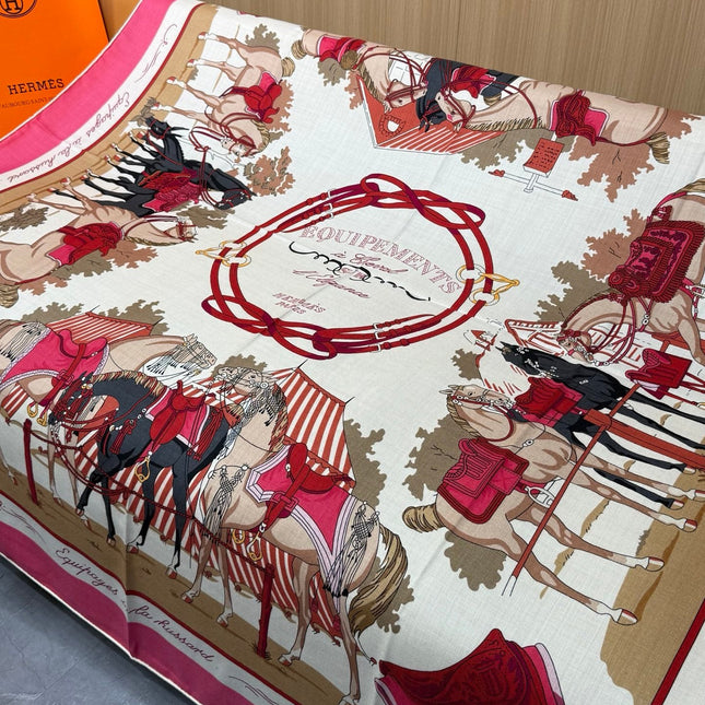 HERMES 26S SCARF 140 IN CASHMERE AND SILK 305966