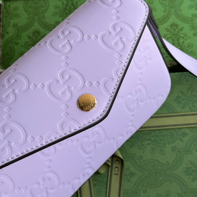 SUPER MINI SHOULDER BAG 21 IN LIGHT VIOLET EMBOSSED CALFSKIN