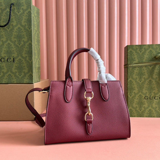 SMALL JACKIE TOTE 24 IN BURGUNDY LAMBSKIN