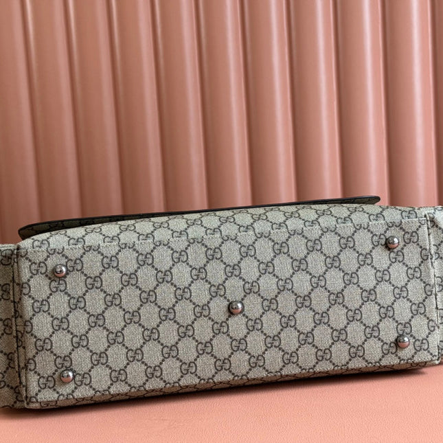 GUCCI SUPREME BAG 44 IN BROWN MONOGRAM CANVAS WITH LEATHER TRIM