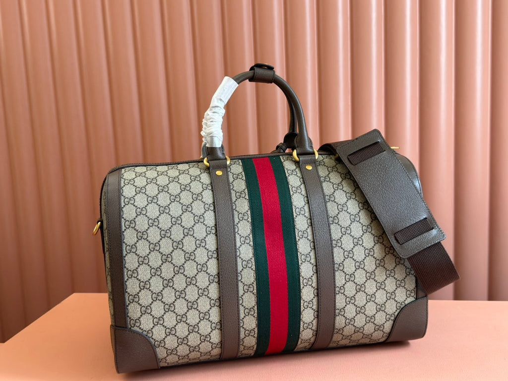 SAVOY MEDIUM DUFFLE BAG 44 IN BEIGE AND EBONY GG SUPREME CANVAS