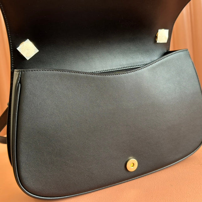 BLONDIE LARGE TOP HANDLE BAG 32 IN NATURAL COTTON LINEN CANVAS BLACK CALFSKIN