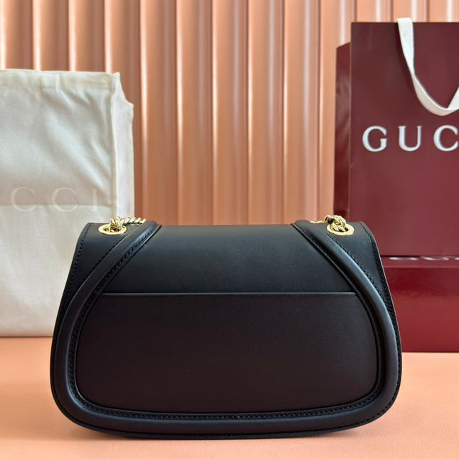 GUCCI 26S BLONDIE SHOULDER BAG 26 IN BLACK CALFSKIN