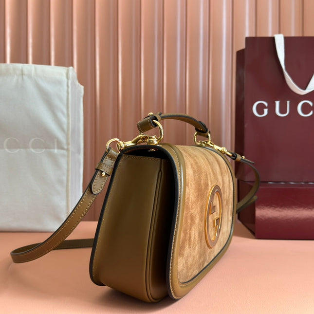 GUCCI 26S BLONDIE BAG 32 IN BROWN SUEDE