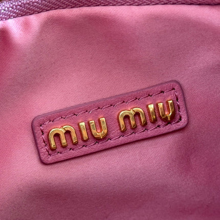 MIUMIU 26S MINI HOBO 20 BAG IN DUSTY ROSE PINK CALFSKIN GOLD HARDWARE