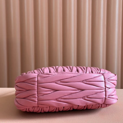 MIUMIU 26S MINI HOBO 20 BAG IN DUSTY ROSE PINK CALFSKIN GOLD HARDWARE