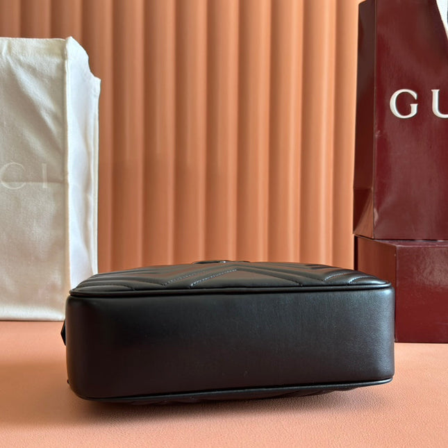GG Marmont Small 24 in Black Calfskin and Hardware