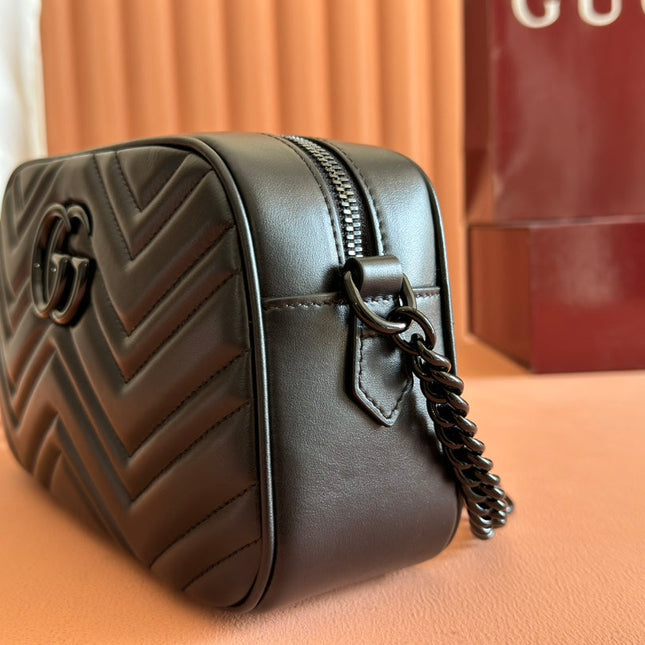 GG Marmont Small 24 in Black Calfskin and Hardware