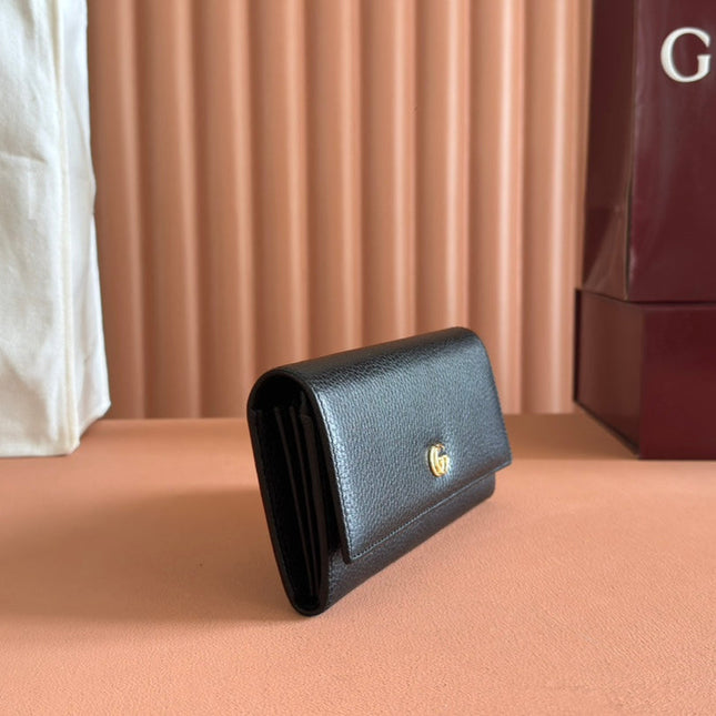 GG MARMONT CONTINENTAL WALLET 19 BLACK IN CALFSKIN