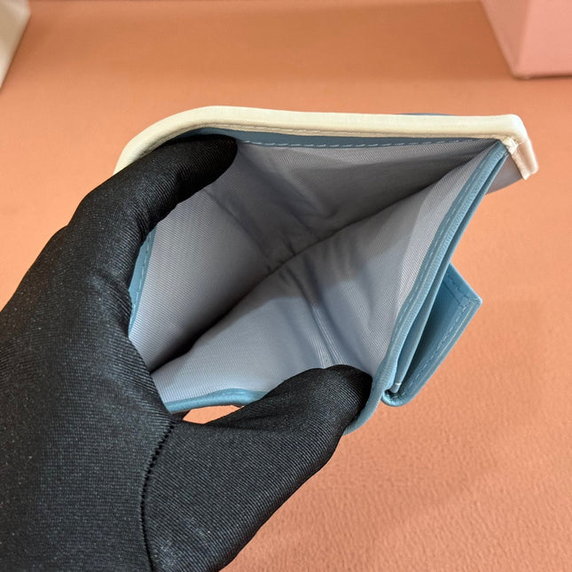 SMALL MATELASSÉ NAPPA LEATHER WALLET BLUE
