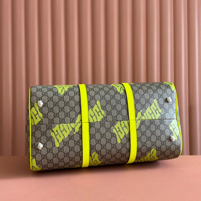 GUCCI CHROMA LARGE DUFFEL BAG 45 LIME GREEN IN GG MONOGRAM CANVAS