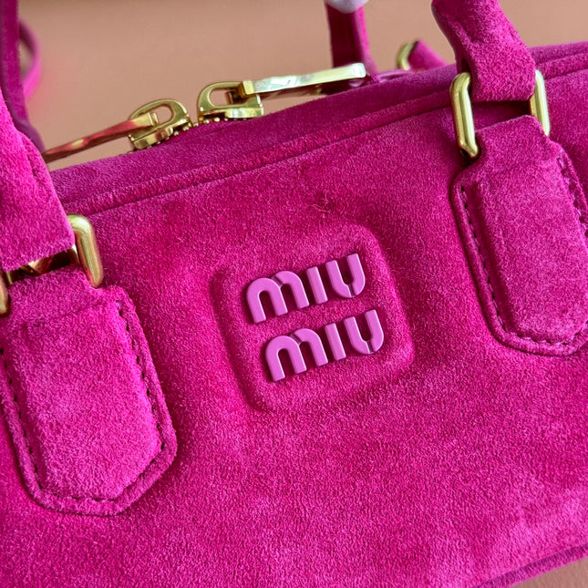 MIUMIU 26S ARCADIE BAG 22 IN DARK PPINK SUEDE