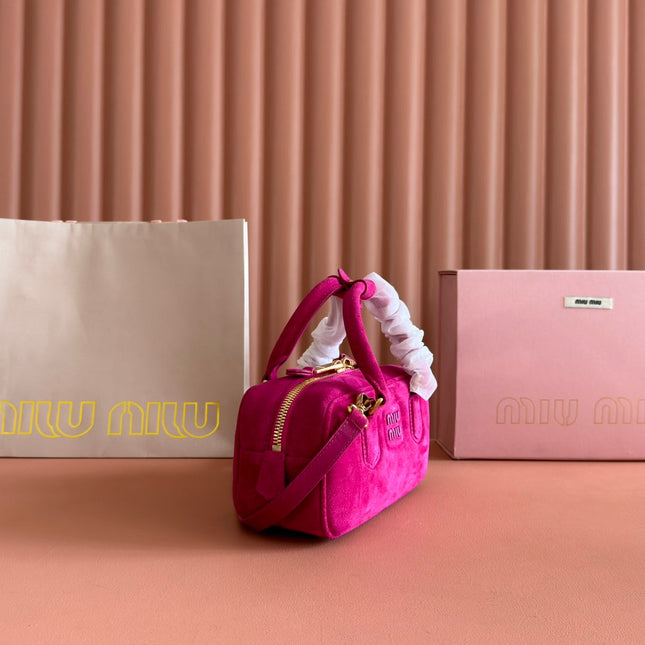 MIUMIU 26S ARCADIE BAG 22 IN DARK PPINK SUEDE