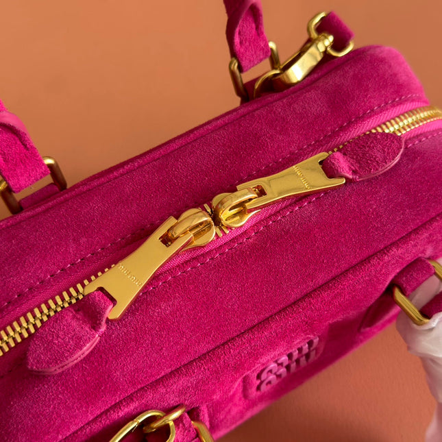 MIUMIU 26S ARCADIE BAG 22 IN DARK PPINK SUEDE