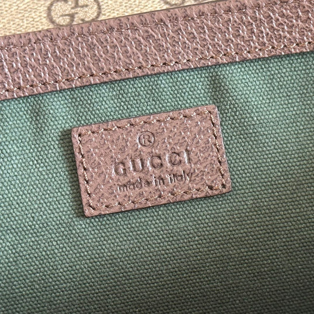GUCCI 25S OPHIDIA SMALL SHOULDER BAG 24 CM IN BEIGE AND BROWN CALFSKIN