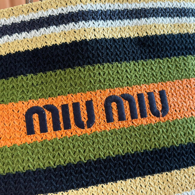 MIUMIU 26S TOTE BAG 40 IN MULTICOLOR WOVEN RAFFIA