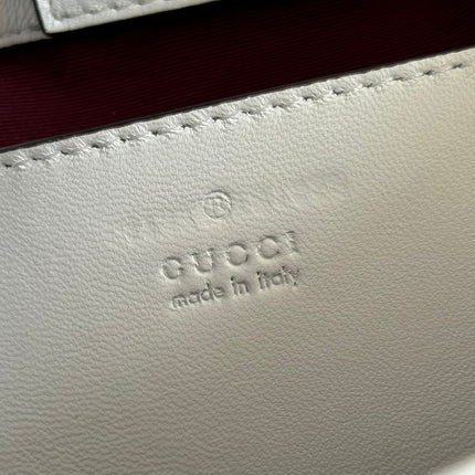 GUCCI 25S SMALL TOTE BAG 29 CM IN WHITE CALFSKIN WITH GOLD HARDWARE
