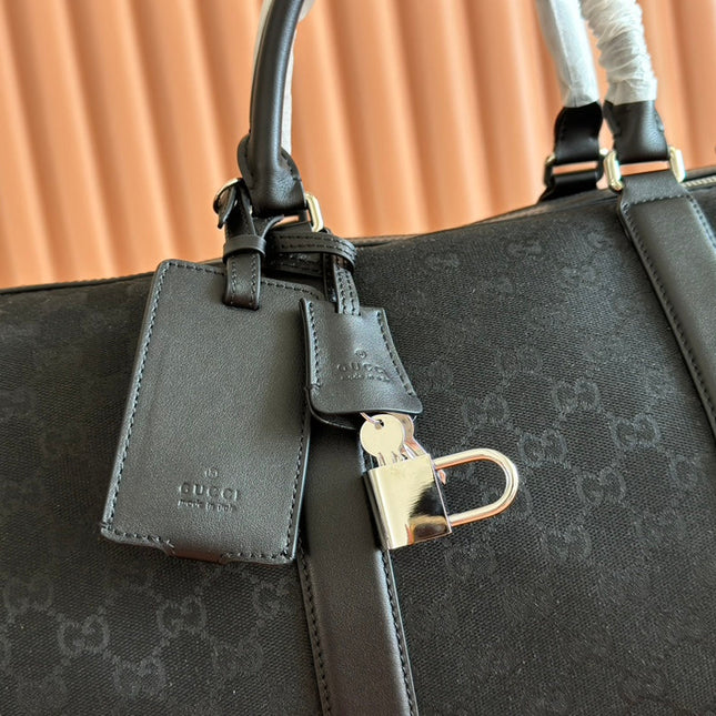 GUCCI 26S DUFFEL BAG 52 IN BLACK CANVAS