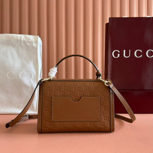 GUCCI 26S PADLOCK BAG 26 IN BROWN EMBOSSED CALFSKIN