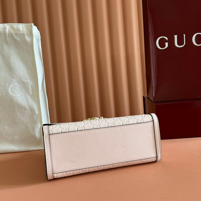 GUCCI 26S PADLOCK BAG 26 IN LIGHT PINK EMBOSSED CALFSKIN