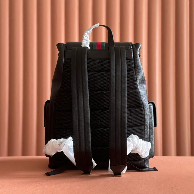 GUCCI 26S OPHIDIA LARGE BACKPACK 46 IN BLACK CALFSKIN