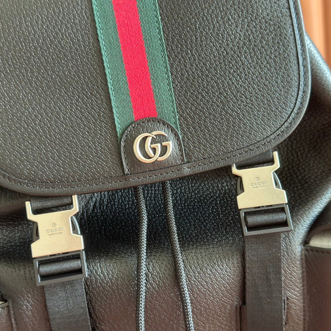 GUCCI 26S OPHIDIA LARGE BACKPACK 46 IN BLACK CALFSKIN
