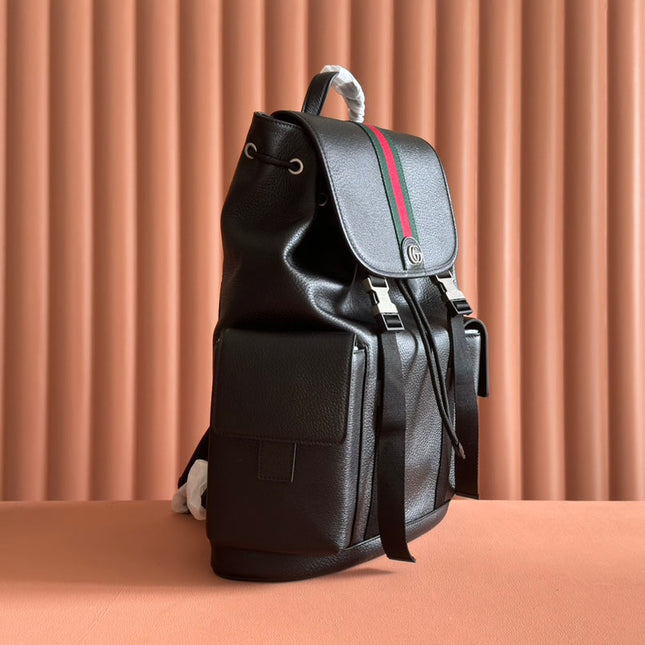GUCCI 26S OPHIDIA LARGE BACKPACK 46 IN BLACK CALFSKIN