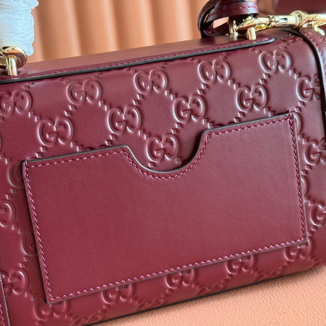 GUCCI 26S PADLOCK BAG 20 IN DARK RED EMBOSSED CALFSKIN