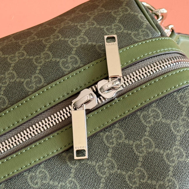 GUCCI 25S OPHIDIA MEDIUM BAG 52 CM IN MOSS GREEN CALFSKIN