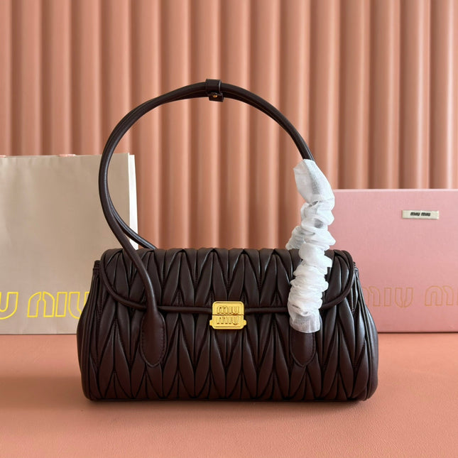 MIUMIU 26S HANDBAG 28 IN DARK BROWN LAMBSKIN