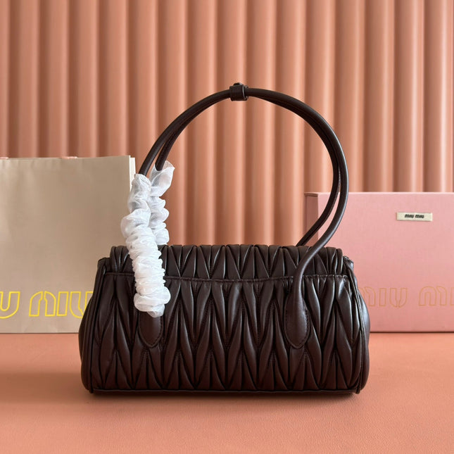 MIUMIU 26S HANDBAG 28 IN DARK BROWN LAMBSKIN