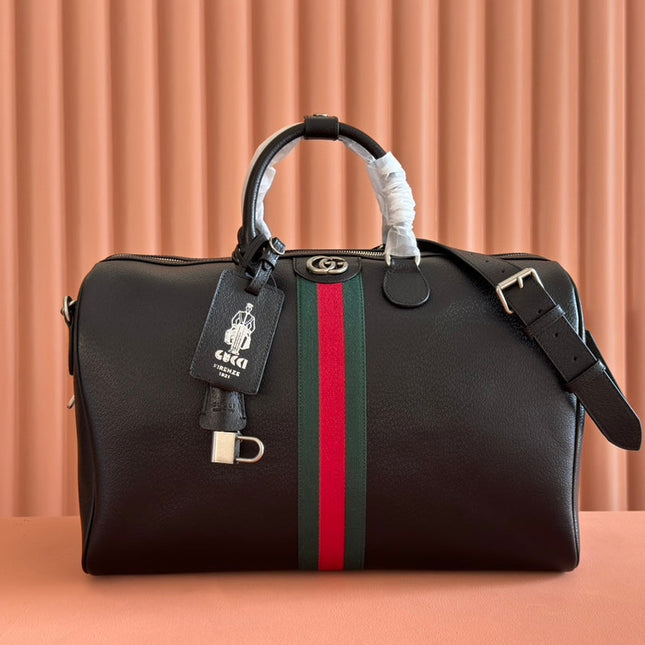 GUCCI 26S DUFFLE BAG 44 IN BLACK CALFSKIN