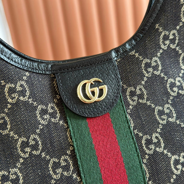 GUCCI GIGLIO TOTE BAG 25 CM IN BLACK MONOGRAM CANVAS