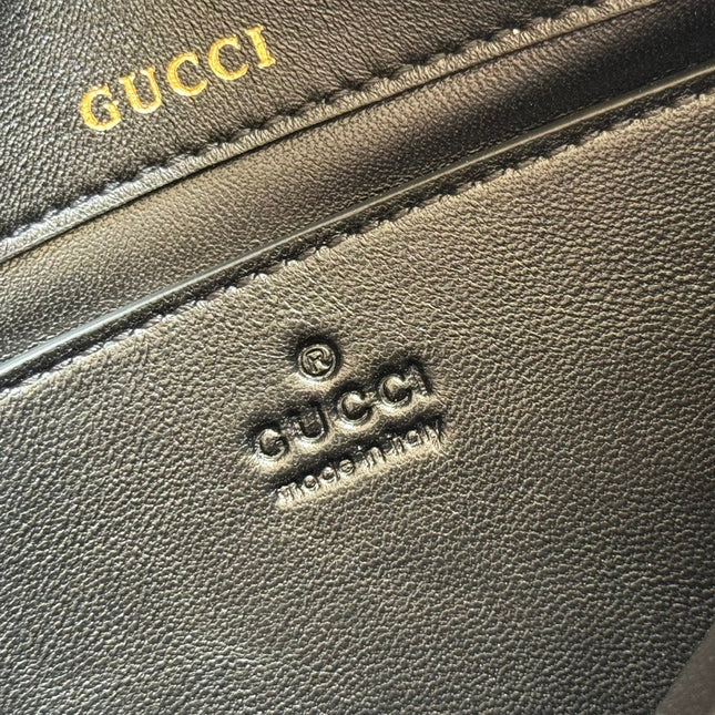 GUCCI 25S HORSEBIT 1955 MINI BAG 26 CM IN BLACK CALFSKIN WITH GOLD HARDWARE