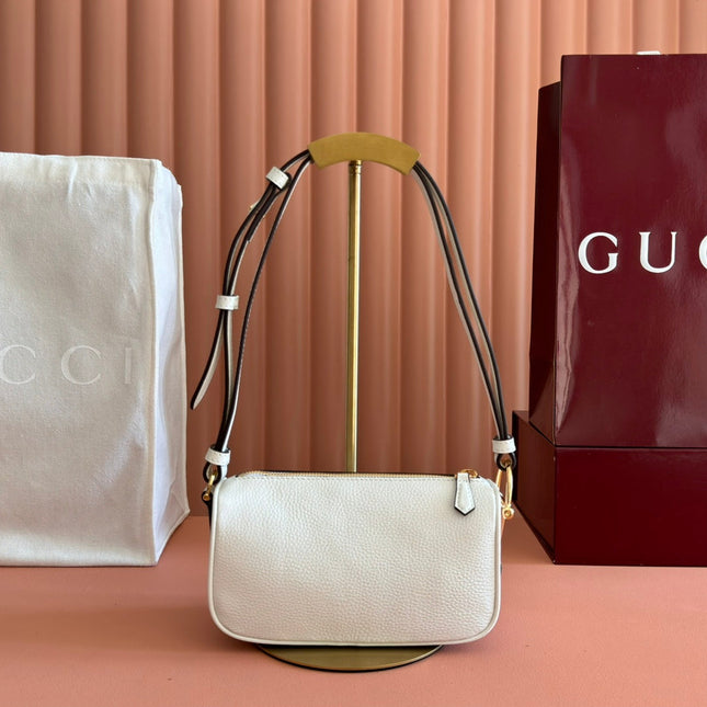 GUCCI 26S SHOULDER BAG 19 IN WHITE CALFSKIN