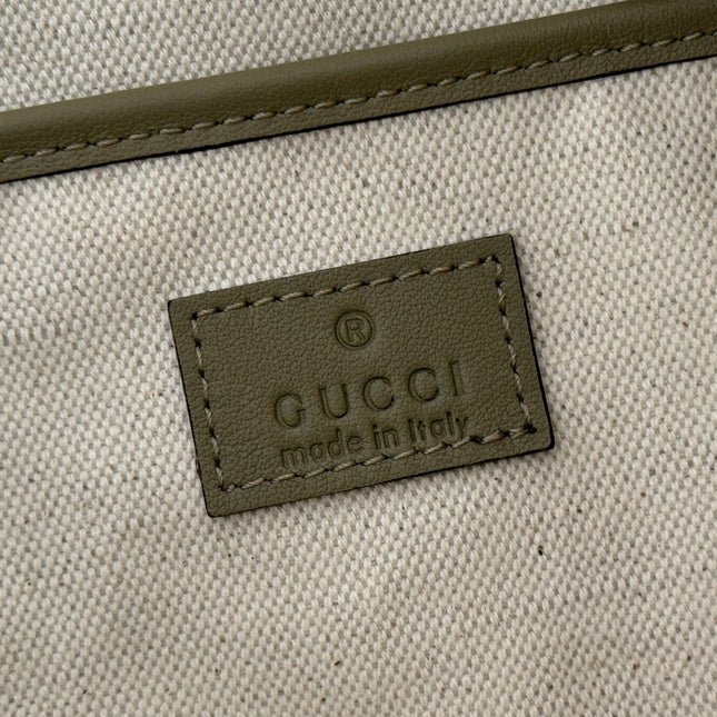 GUCCI 26S SHOULDER BAG 31 IN LIGHT GREEN EMBOSSED SUEDE