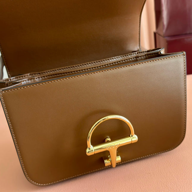 GUCCI 26S SIENA SHOULDER BAG 22 IN BROWN CALFSKIN