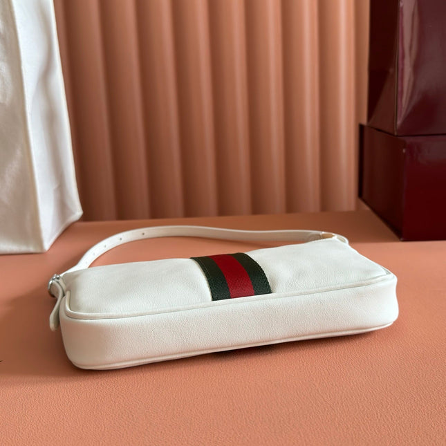 GUCCI 26S LUNETTA SHOULDER BAG 22 IN WHITE CALFSKIN