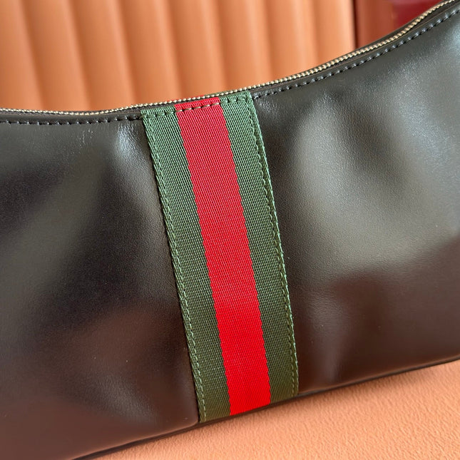 GUCCI 26S LUNETTA SHOULDER BAG 22 IN BLACK CALFSKIN
