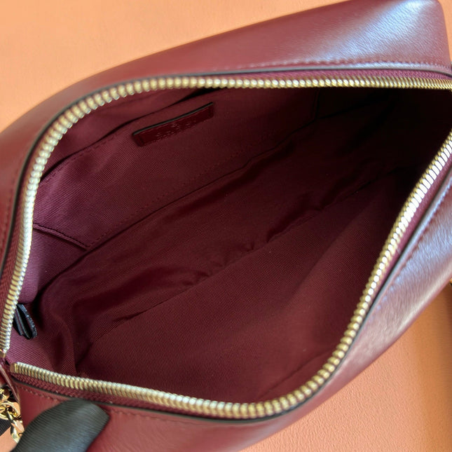 GUCCI 26S GG MARMONT SHOULDER BAG 24 IN DARK RED CALFSKIN