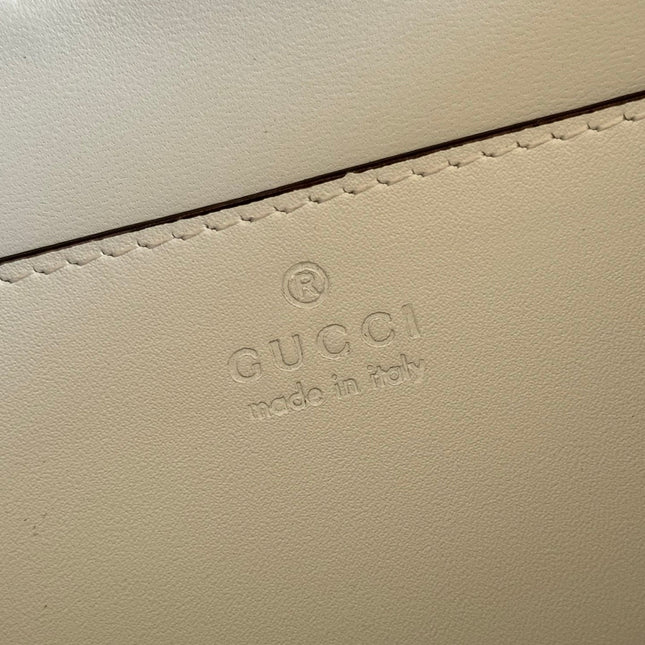 GUCCI 26S SIENA TOP HANDLE BAG 19 IN WHITE CALFSKIN
