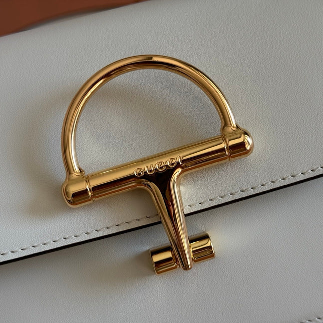 GUCCI 26S SIENA TOP HANDLE BAG 19 IN WHITE CALFSKIN