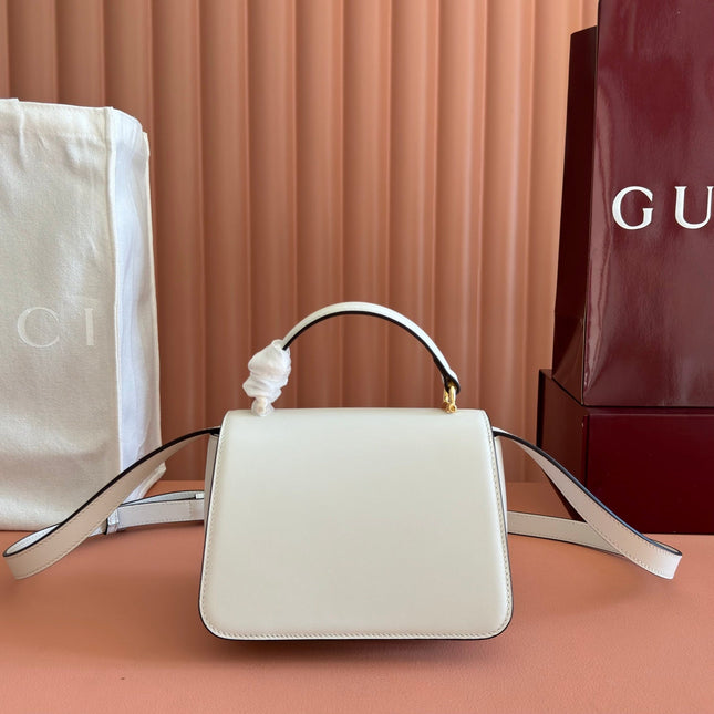 GUCCI 26S SIENA TOP HANDLE BAG 19 IN WHITE CALFSKIN