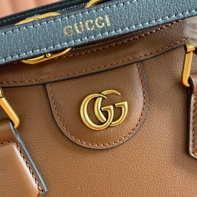 GUCCI 26S DIANA TOTE BAG 21 IN BROWN CALFSKIN