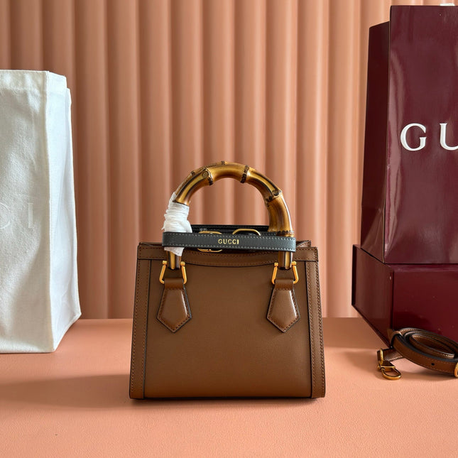 GUCCI 26S DIANA TOTE BAG 21 IN BROWN CALFSKIN