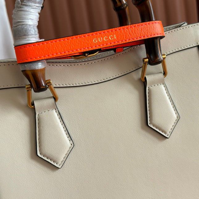GUCCI 26S DIANA TOTE BAG 27 IN CREAM WHITE CALFSKIN