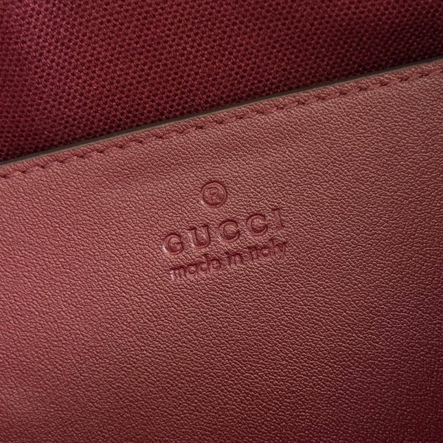GUCCI 26S OPHIDIA BOSTON BAG 21 IN DARK RED CANVAS EMBELLISHED WITH RHINESTONES