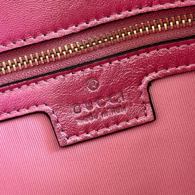 GUCCI 26S GG MARMONT BAG 26 IN METALLIC PINK LAMBSKIN